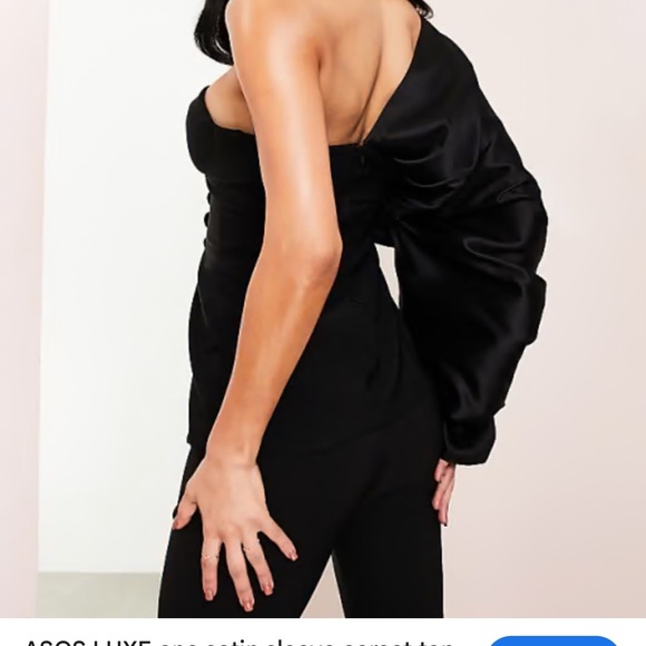 ASOS Luxe Elegant Black One-Shoulder Top - Picture 2 of 12